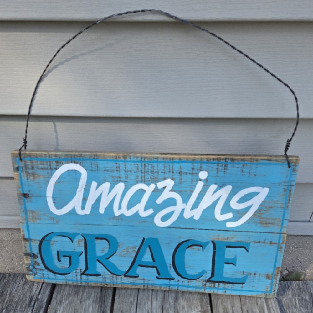 "Amazing Grace" Wood Sign Handpainted Original
